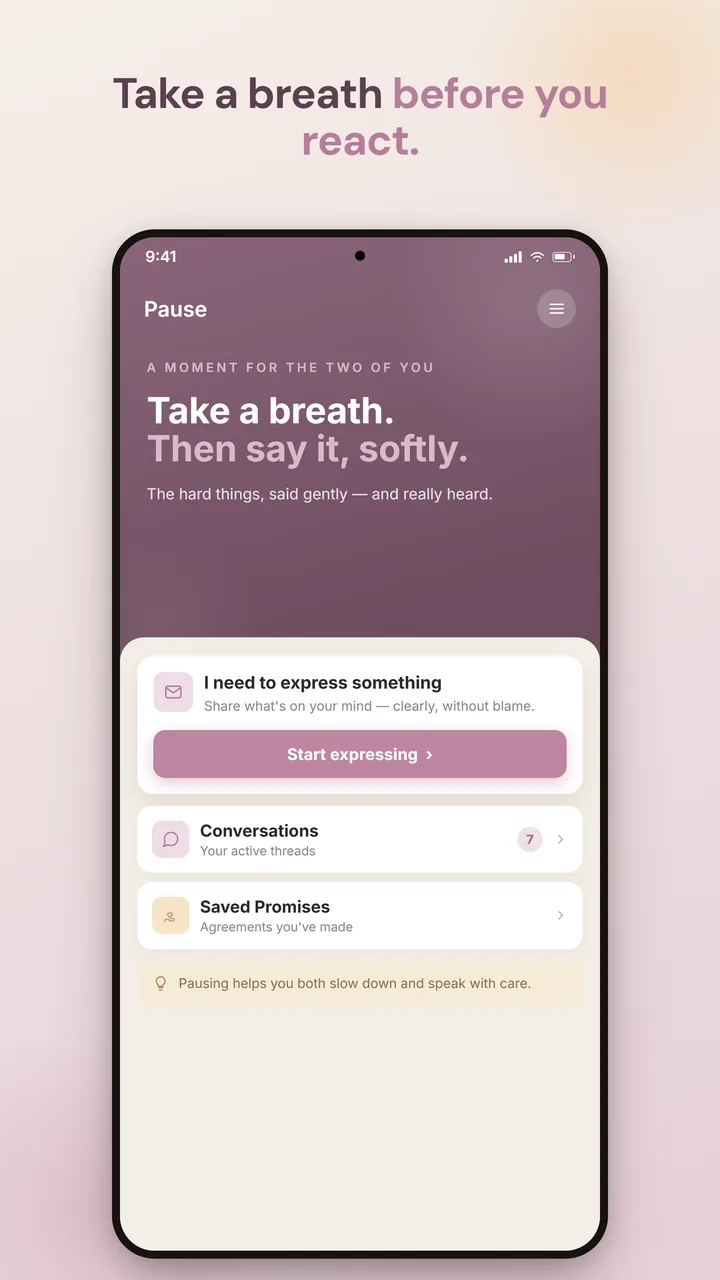 Comminxy Pause — take a breath before you react