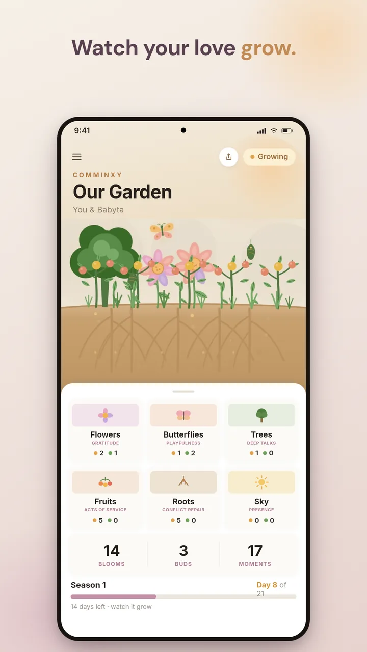 Comminxy Garden — watch your love grow